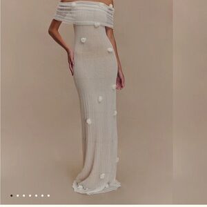 Meshki Strapless White Dress with Textured Accents